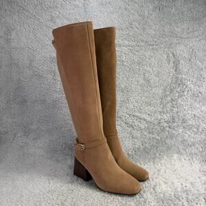 Blondo Twyla Tall Suede Boots Women's Size 10 Tan Taupe Riding Boots High Heel